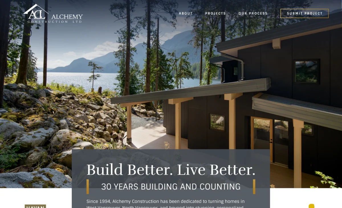 Home builder website design for Alchemy Construction
